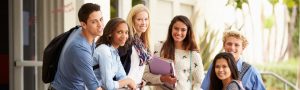 High School Students Standing Outside Building