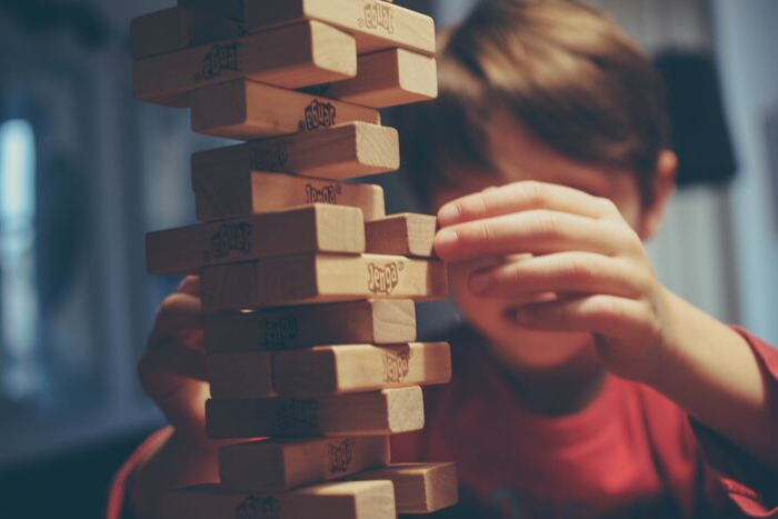Boy playing with blocks