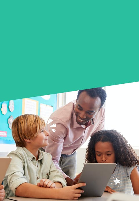 Teacher and students working with a computer