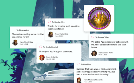 Screenshot of examples of Classcraft kudos