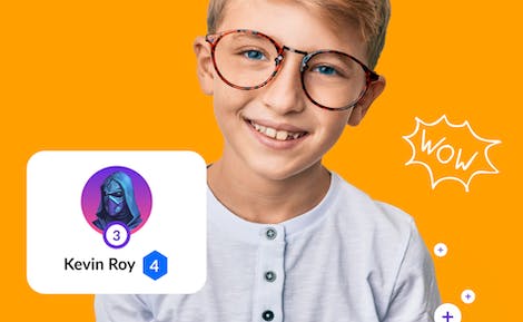 Smiling student with his avatar