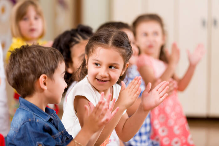 Children playing in classroom